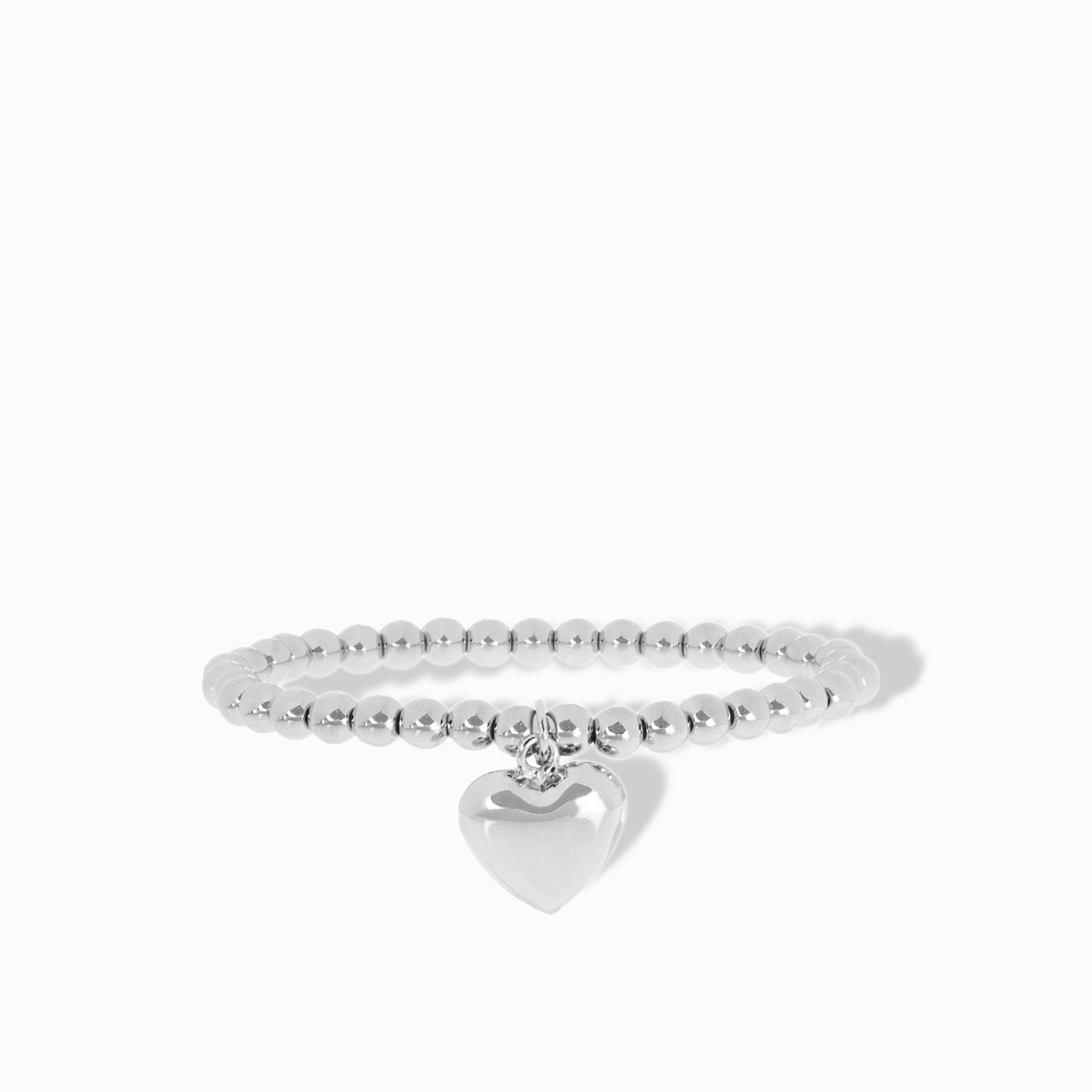 6mm beaded ball bracelet with large heart charm