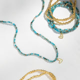 Natural Stone Beaded Stretch Wrap Bracelet with Heart Charm