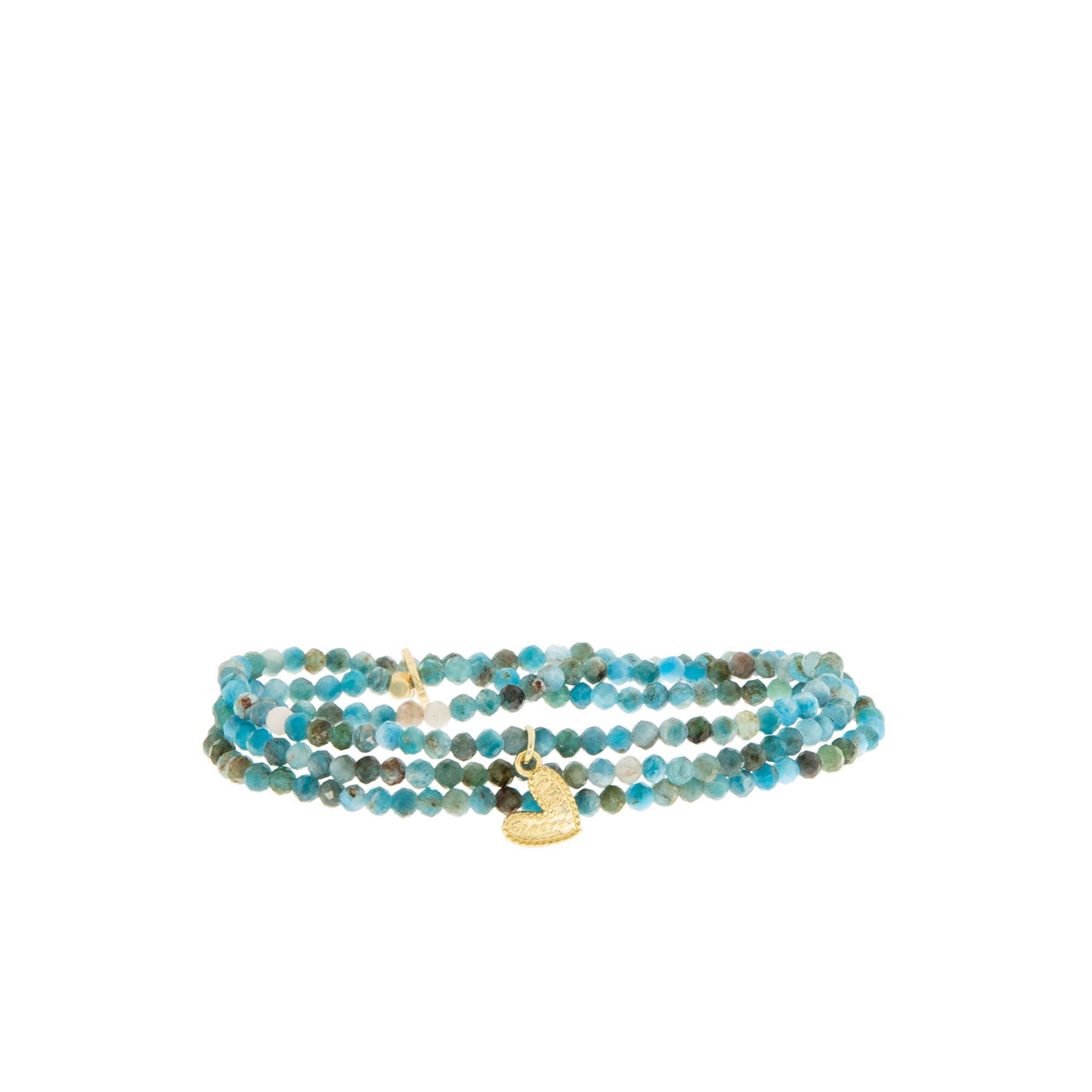 natural stone beaded stretch wrap bracelet with heart charm