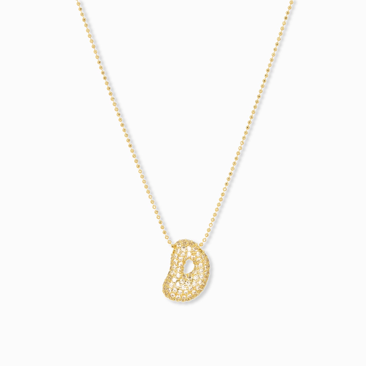 adjustable pull chain necklace with pave bubble initial