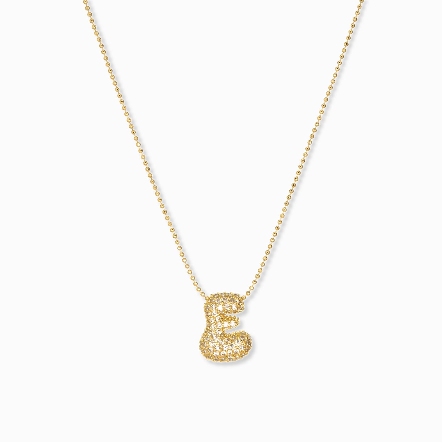 adjustable pull chain necklace with pave bubble initial