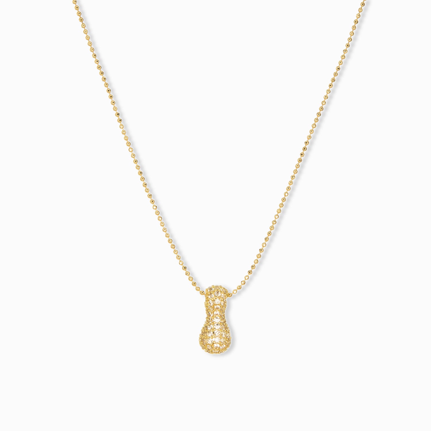 adjustable pull chain necklace with pave bubble initial