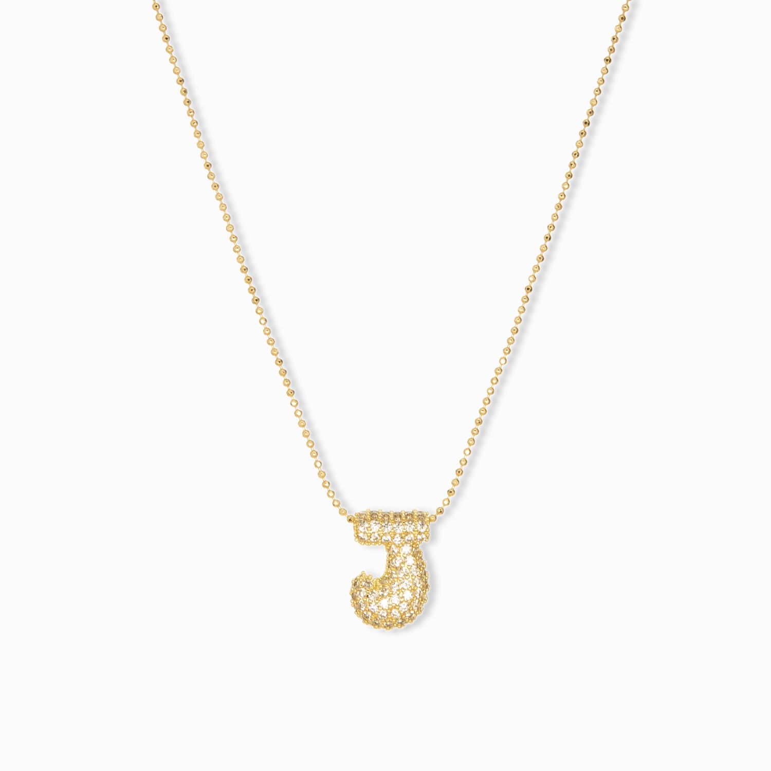 adjustable pull chain necklace with pave bubble initial