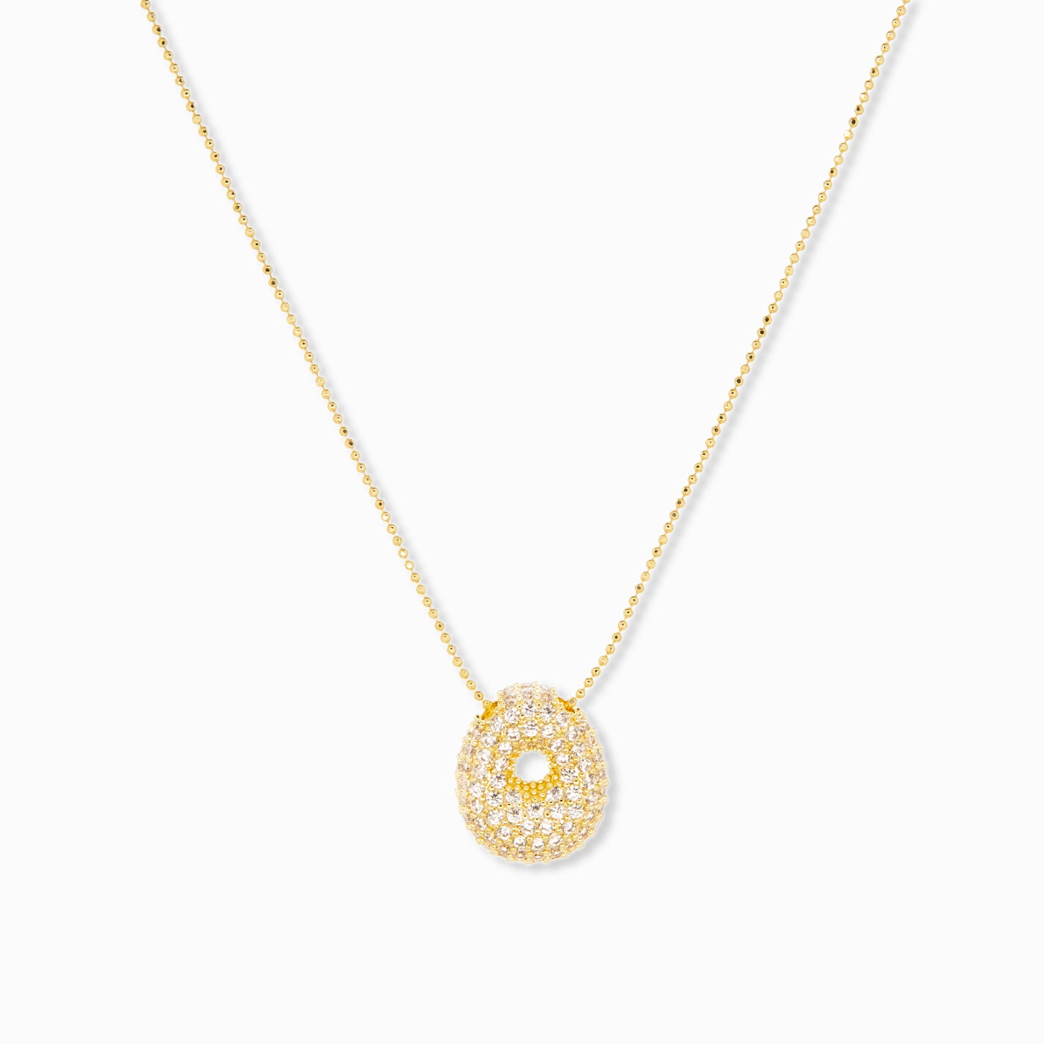 adjustable pull chain necklace with pave bubble initial