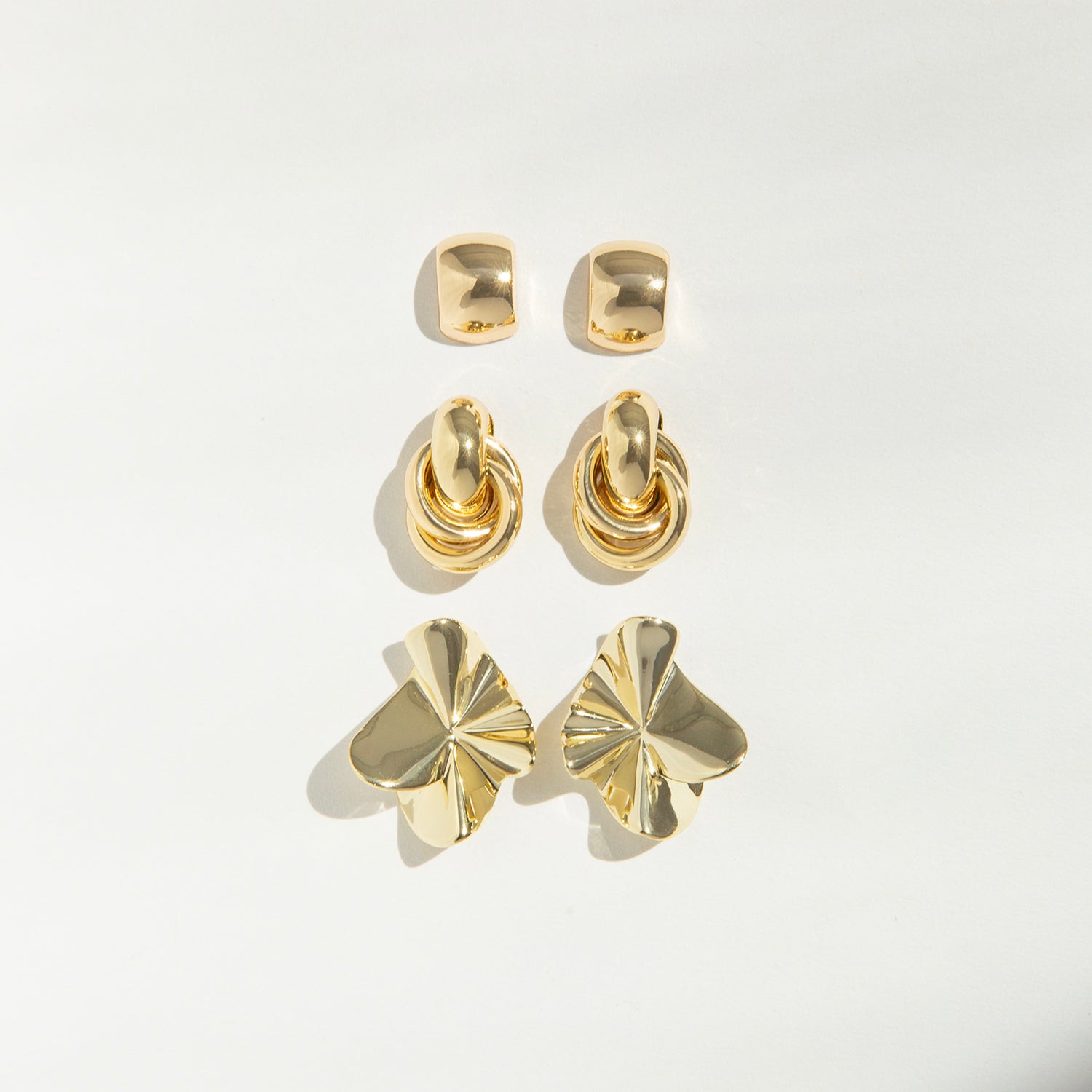 Textured Wave Button Earring