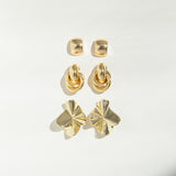 Textured Wave Button Earring