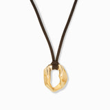 Suede Necklace with Organic Circle