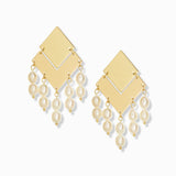 Geometric Earring with Cascading Pearls