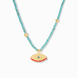 Natural Turquoise Necklace with Evil Eye Pendant