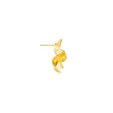 Textured Wave Button Earring
