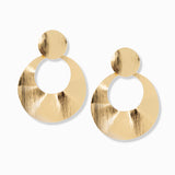 brushed circle drop earring
