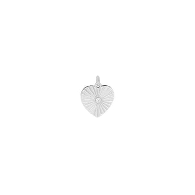 Etched Heart Charm - silver
