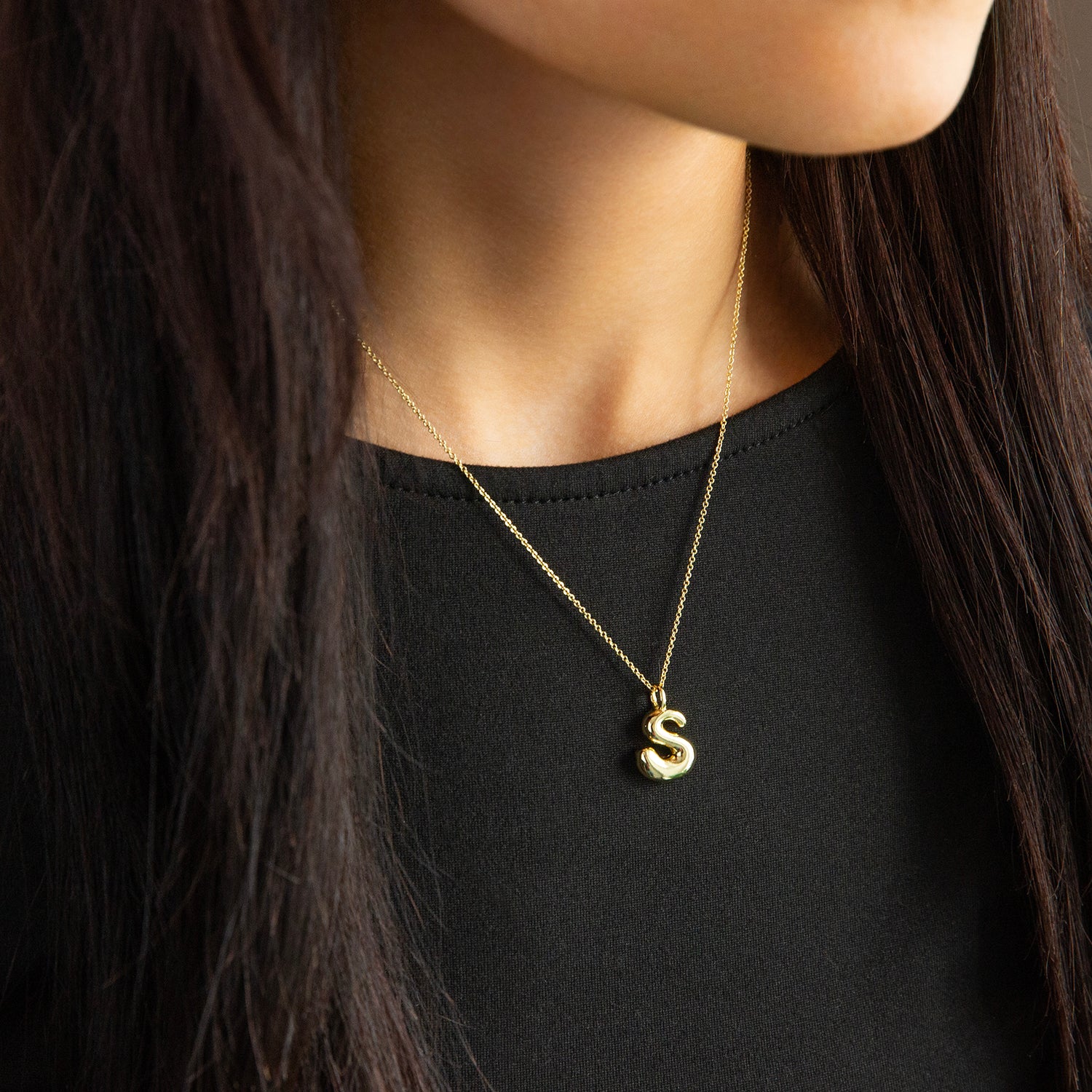 bubble initial necklace