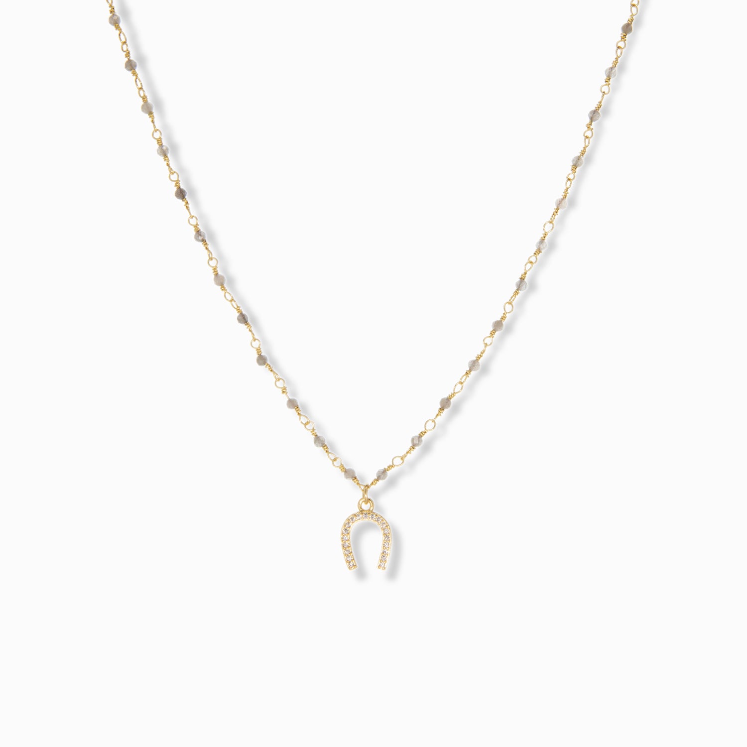pave horseshoe charm necklace