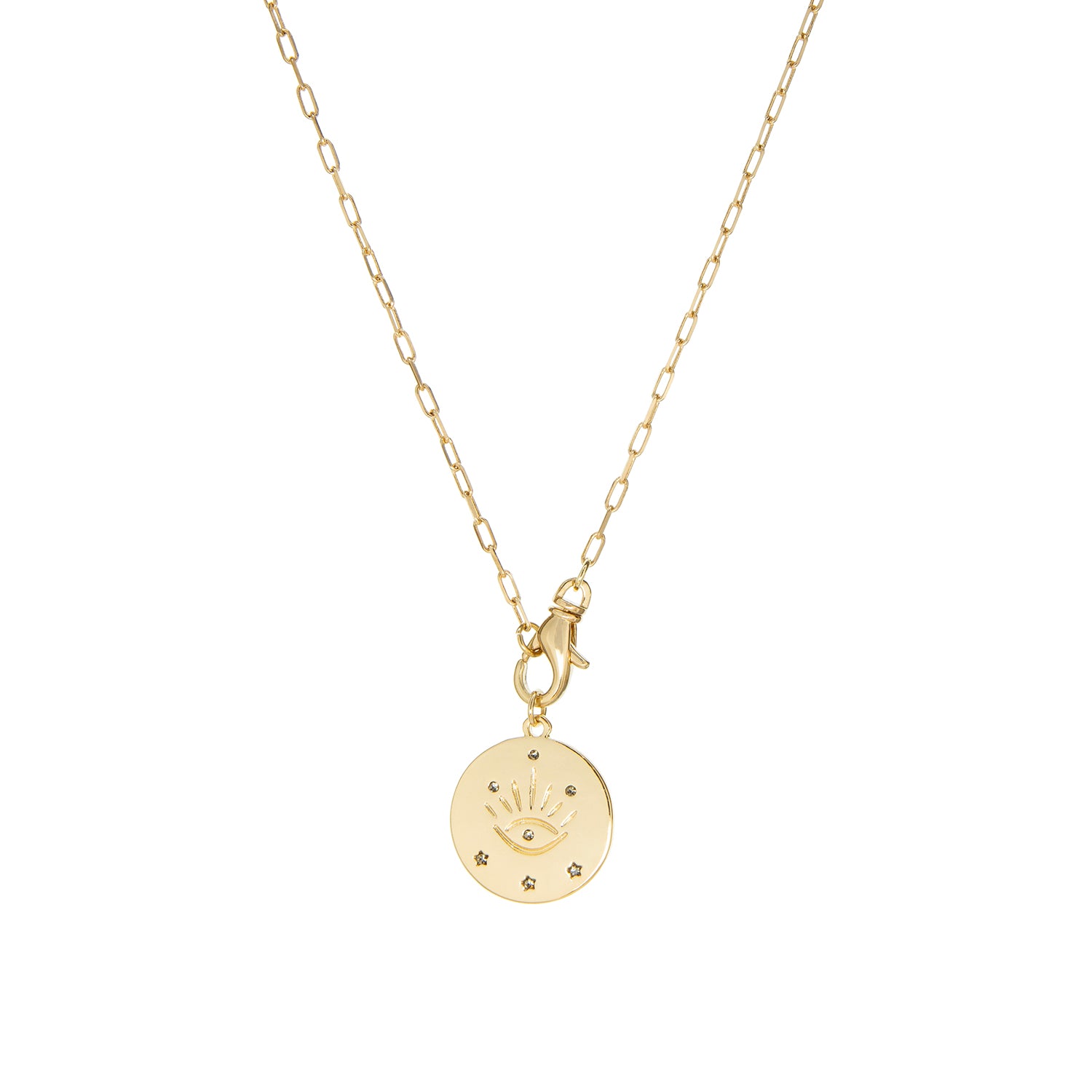 pave evil eye disc necklace