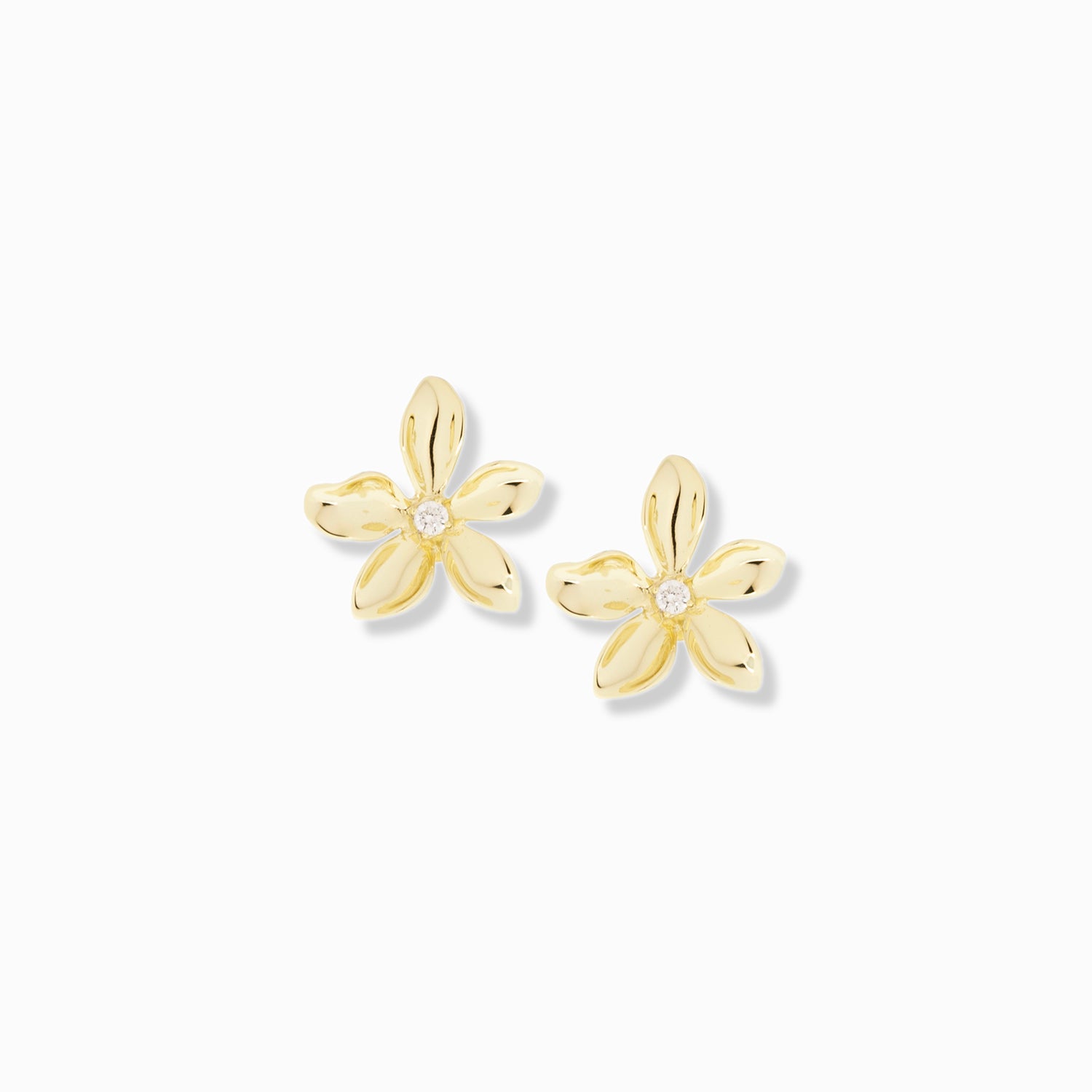 flower post earring with pave