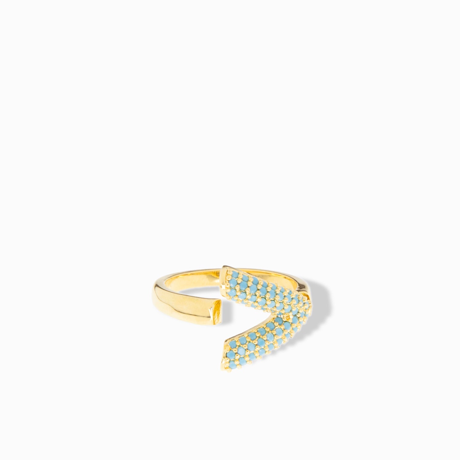 pave open arrow adjustable ring
