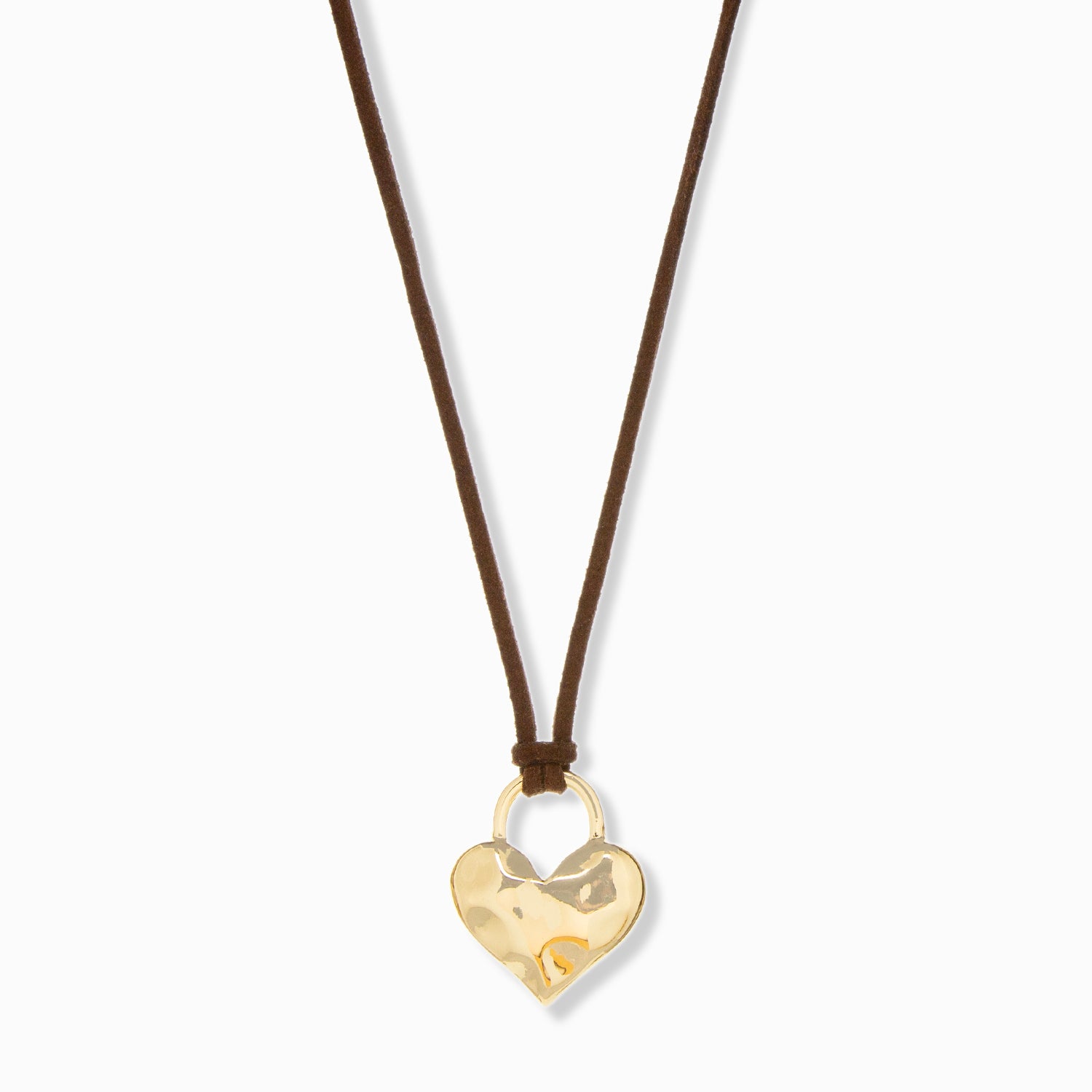 suede necklace with puffy heart