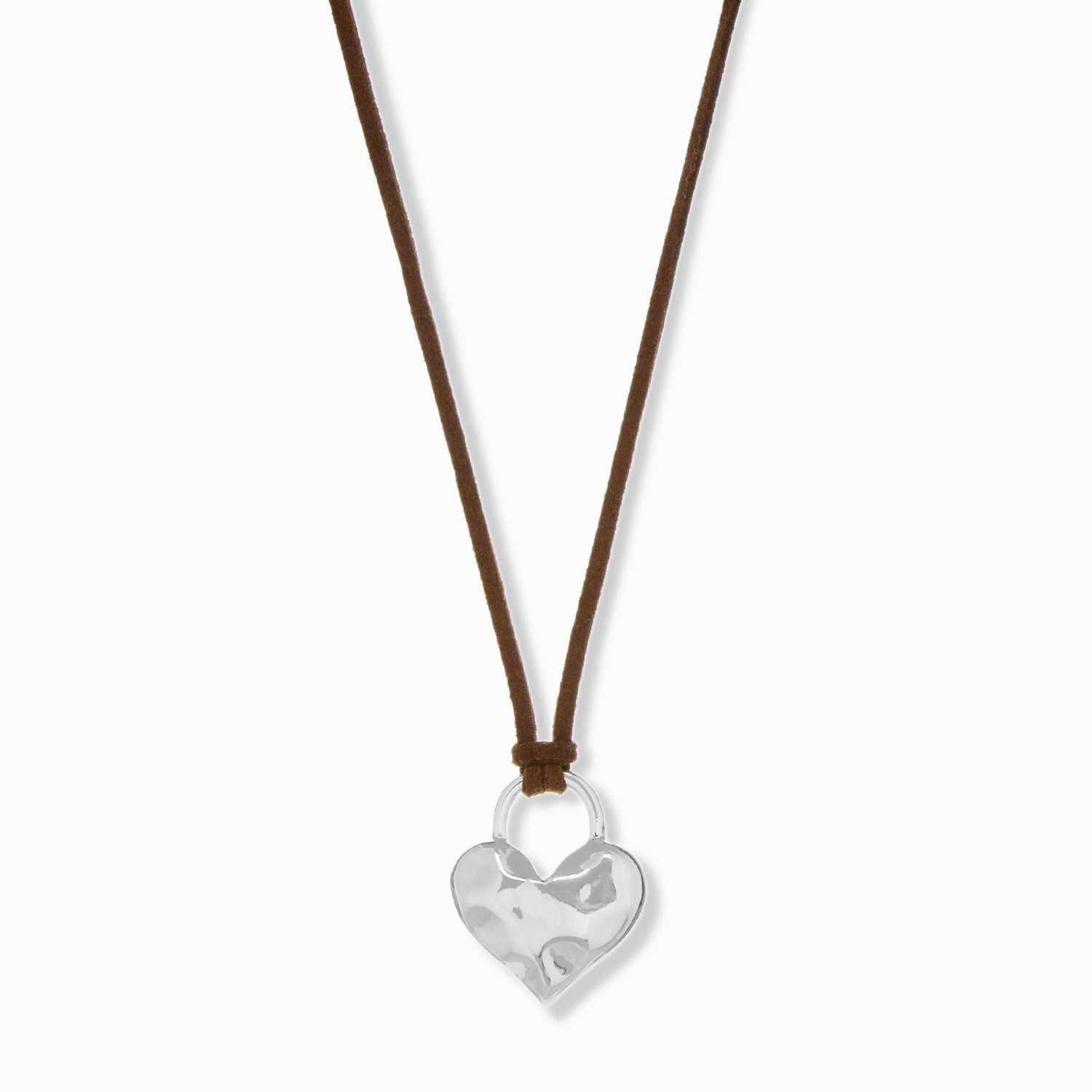 suede necklace with puffy heart