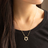 Large Baguette/Solitaire Star of David Necklace
