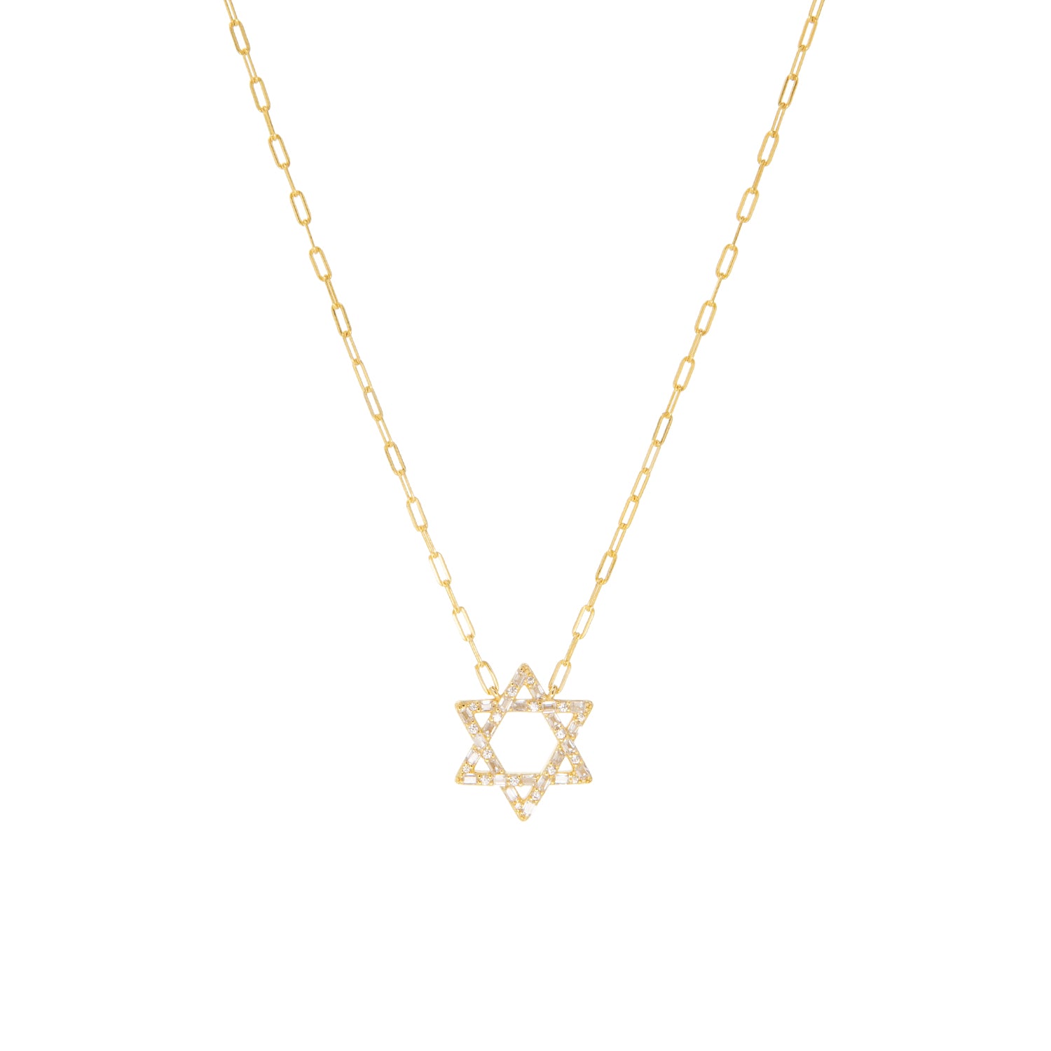 large baguette/solitaire Star of David Necklace