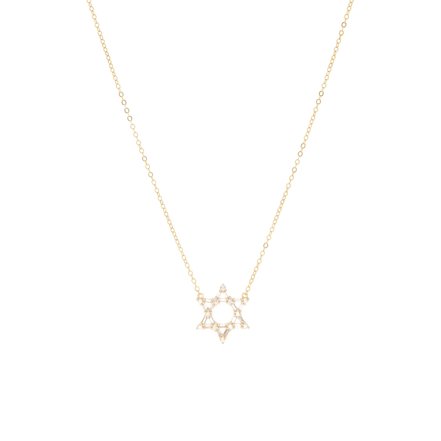 baguette/solitaire Star of David Necklace