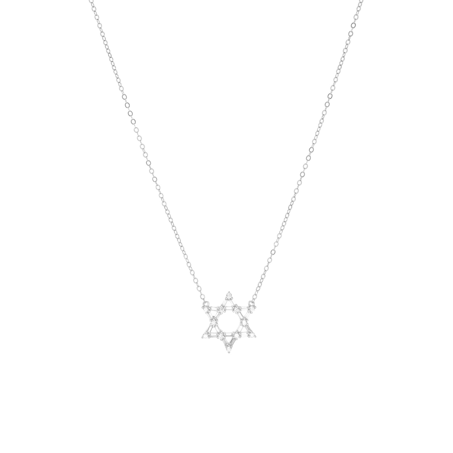 baguette/solitaire Star of David Necklace