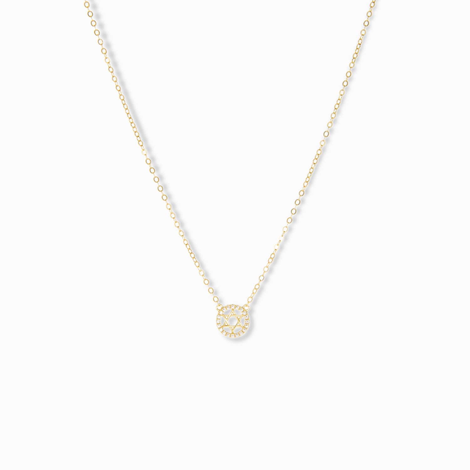 mini star of david with pave ring pendant necklace