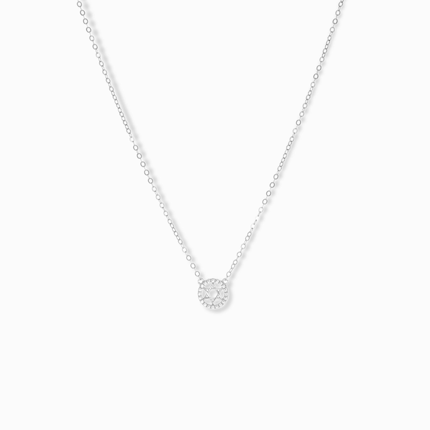 mini star of david with pave ring pendant necklace