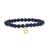 Natural Stone Stretch Bracelet with Star of David Charm