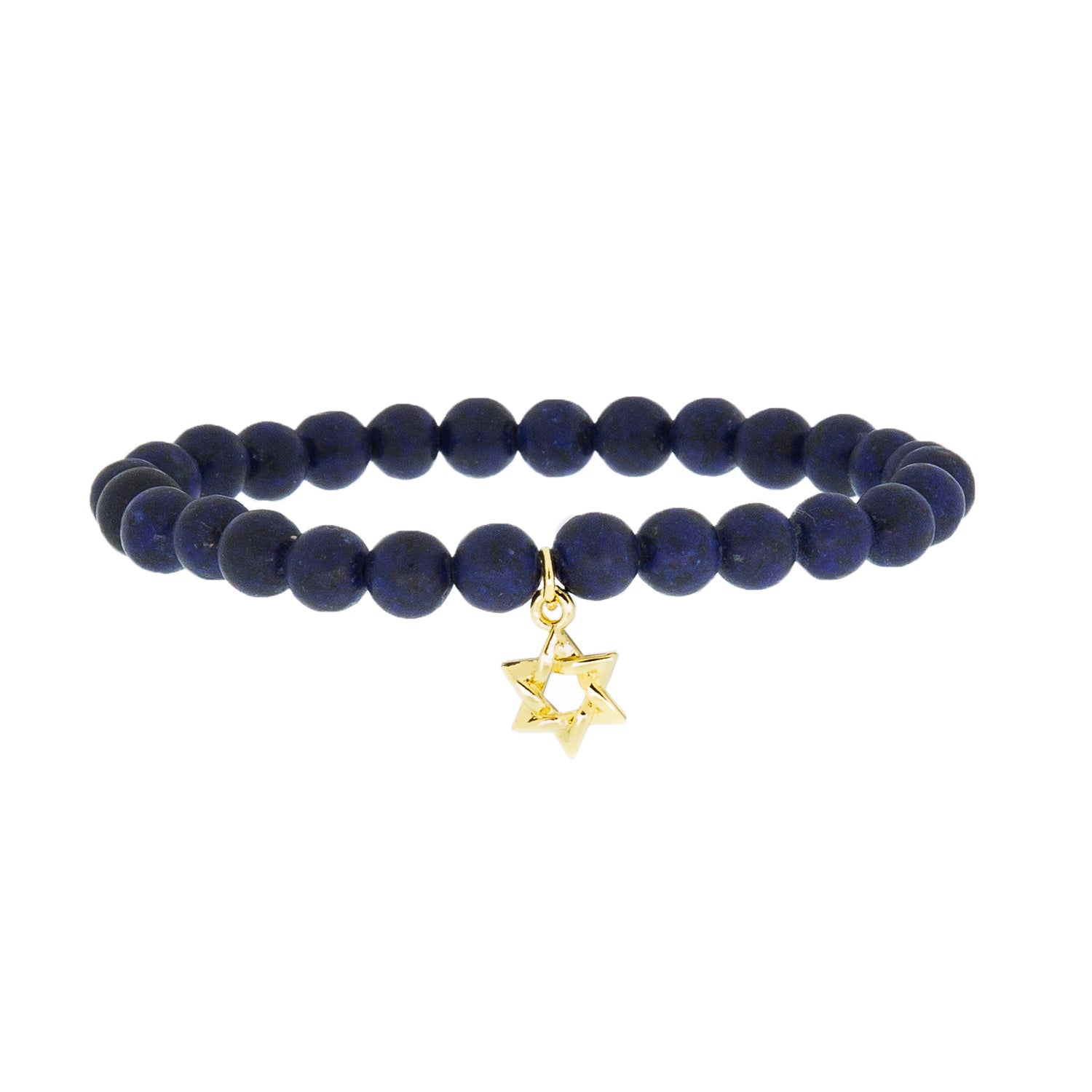 natural stone stretch bracelet with star of david charm