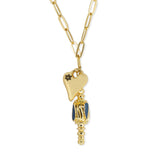 Link Necklace with Heart and Vintage Inspired Charm