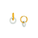 Two Tone Drop Huggie Earrings