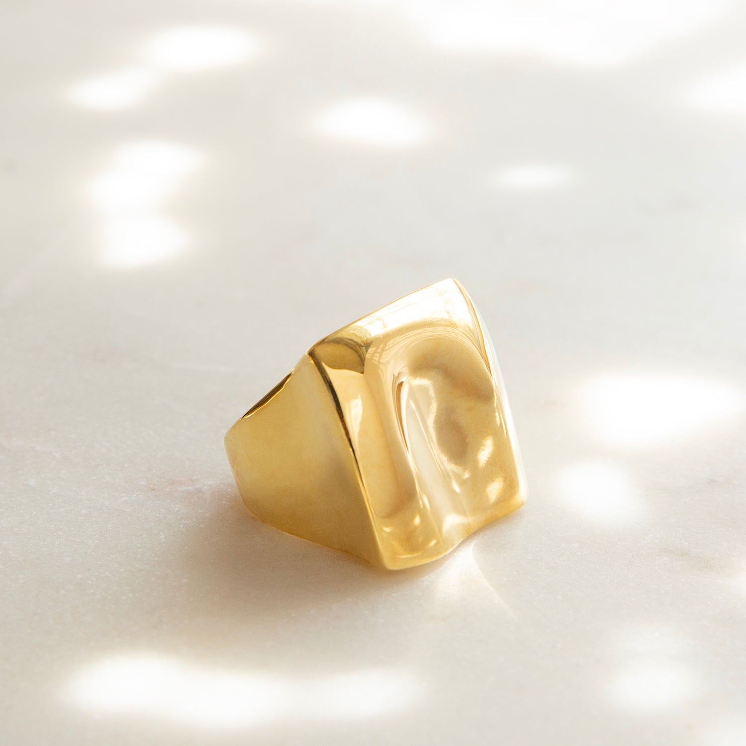 gold plated chunky square ring