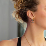 Two Tone Drop Huggie Earrings