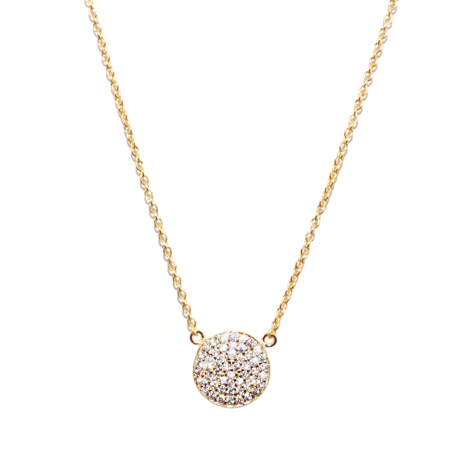 sterling cz disc necklace
