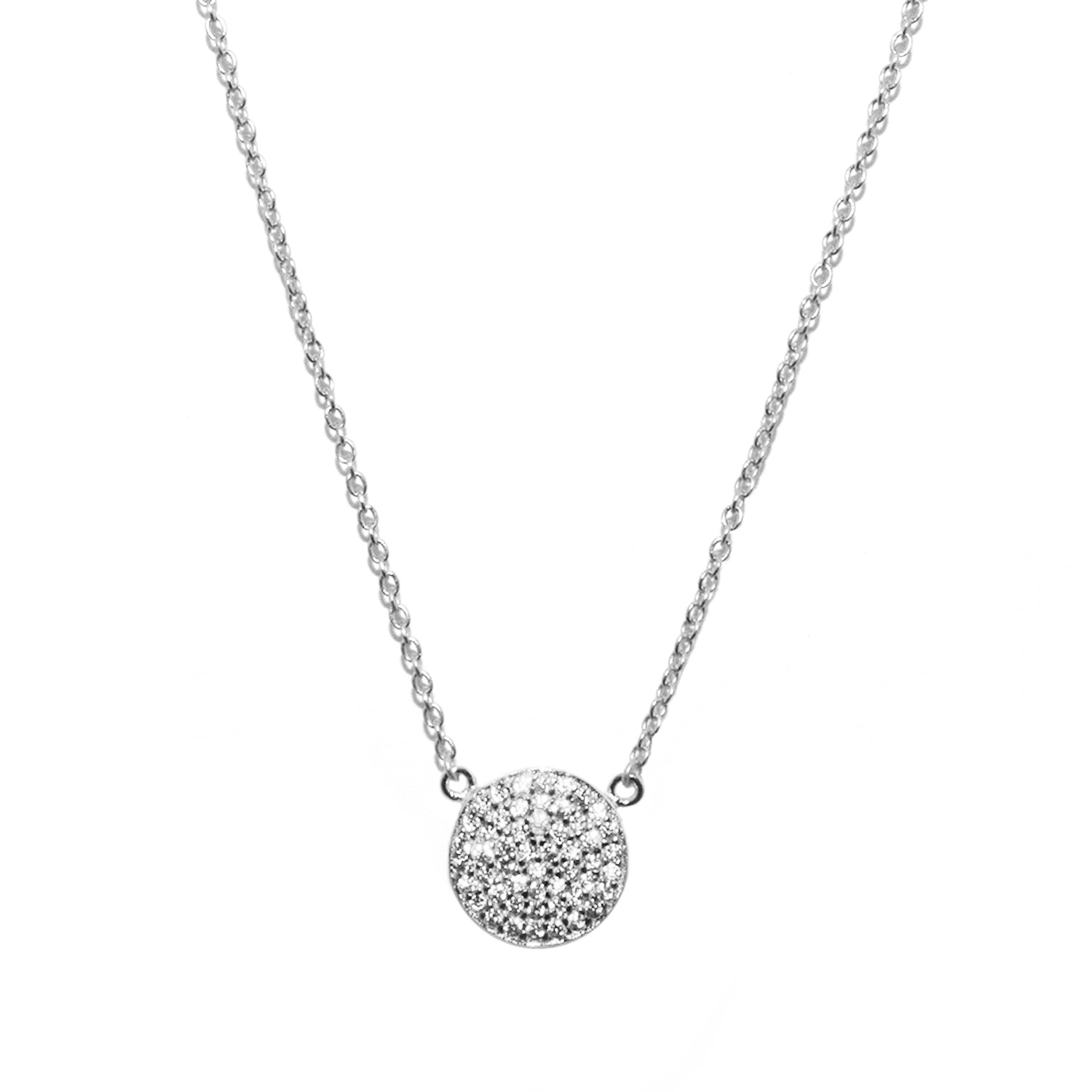 Sterling CZ Disc Necklace