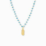 Natural Stone Beaded Necklace with Oval Bar Charm