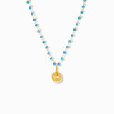 Natural Stone Beaded Necklace with Domed Pendant