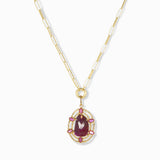 Ruby and Diamond Oval Pendant Necklace
