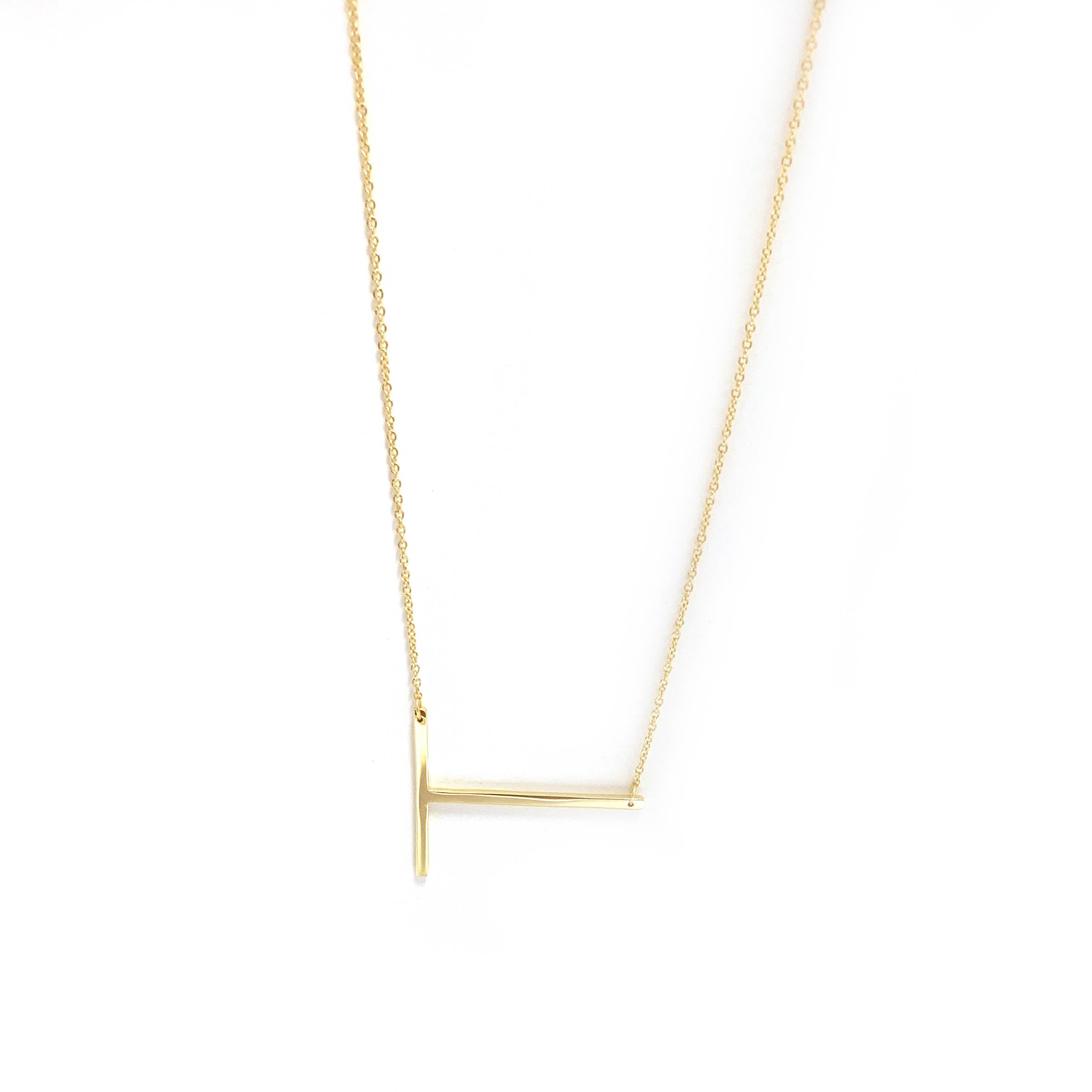gold plated block letter initial necklace – Marlyn Schiff, LLC