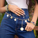 disc charm oval link chain belt