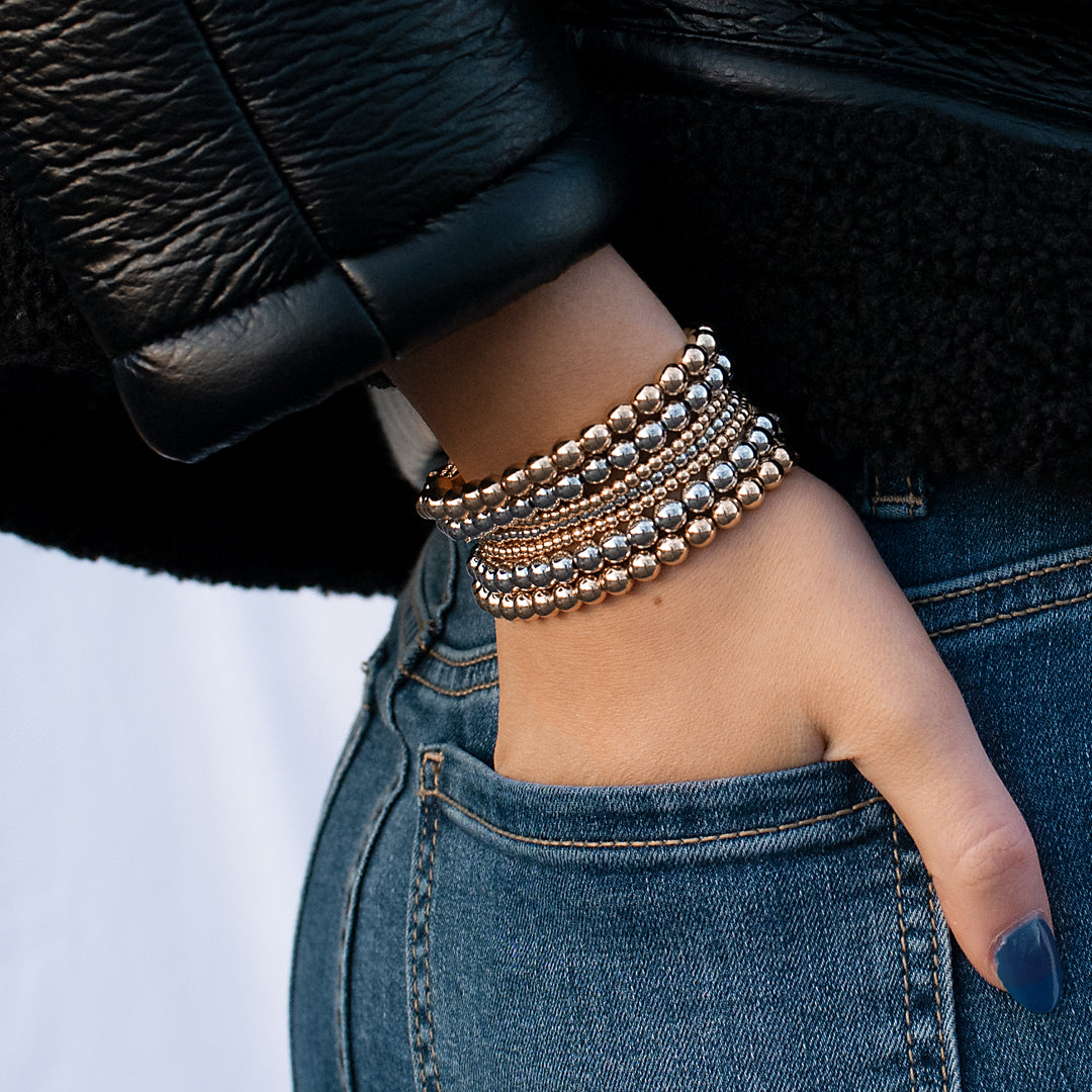 3mm Metal Beaded Stretch Bracelet