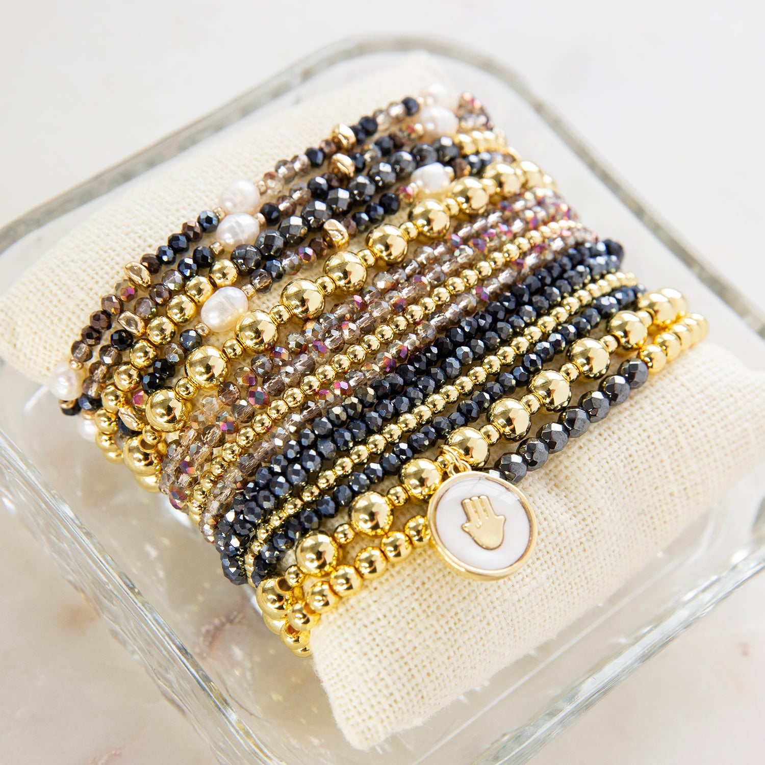 crystal beaded pearl wrap bracelet