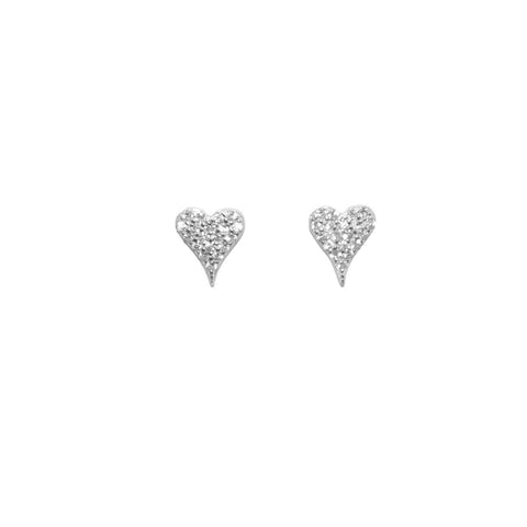 sterling cz heart stud