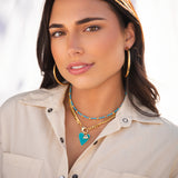 curb link turq charm necklace