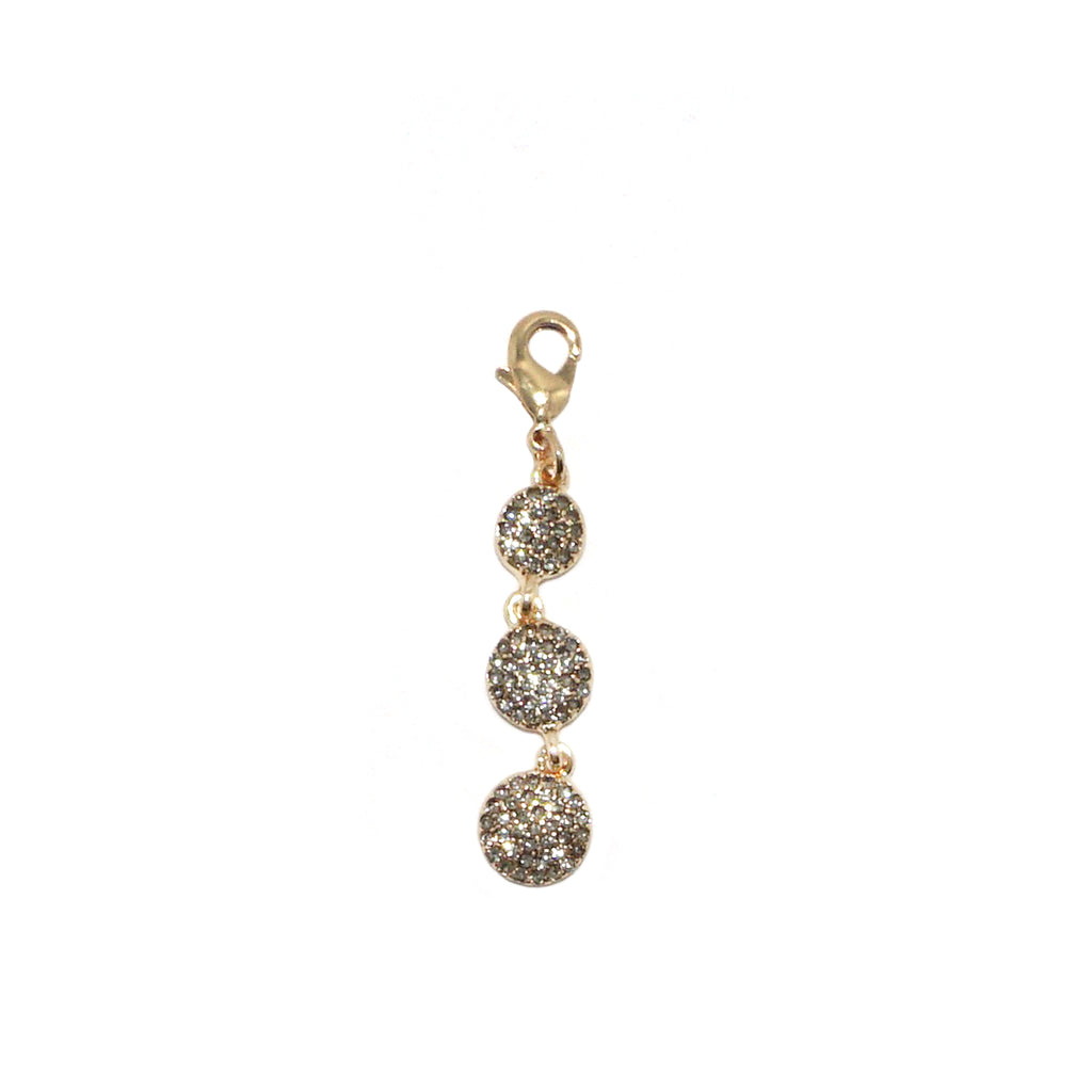 tri-circle pave drop clasp charm