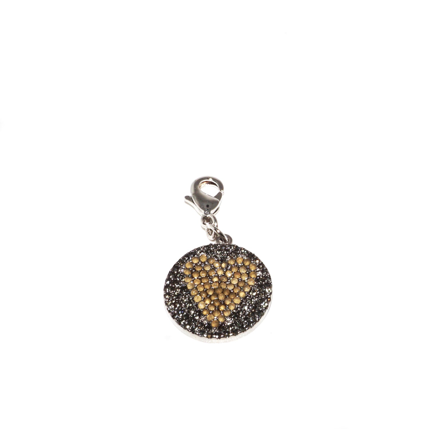 pave heart disc clasp charm
