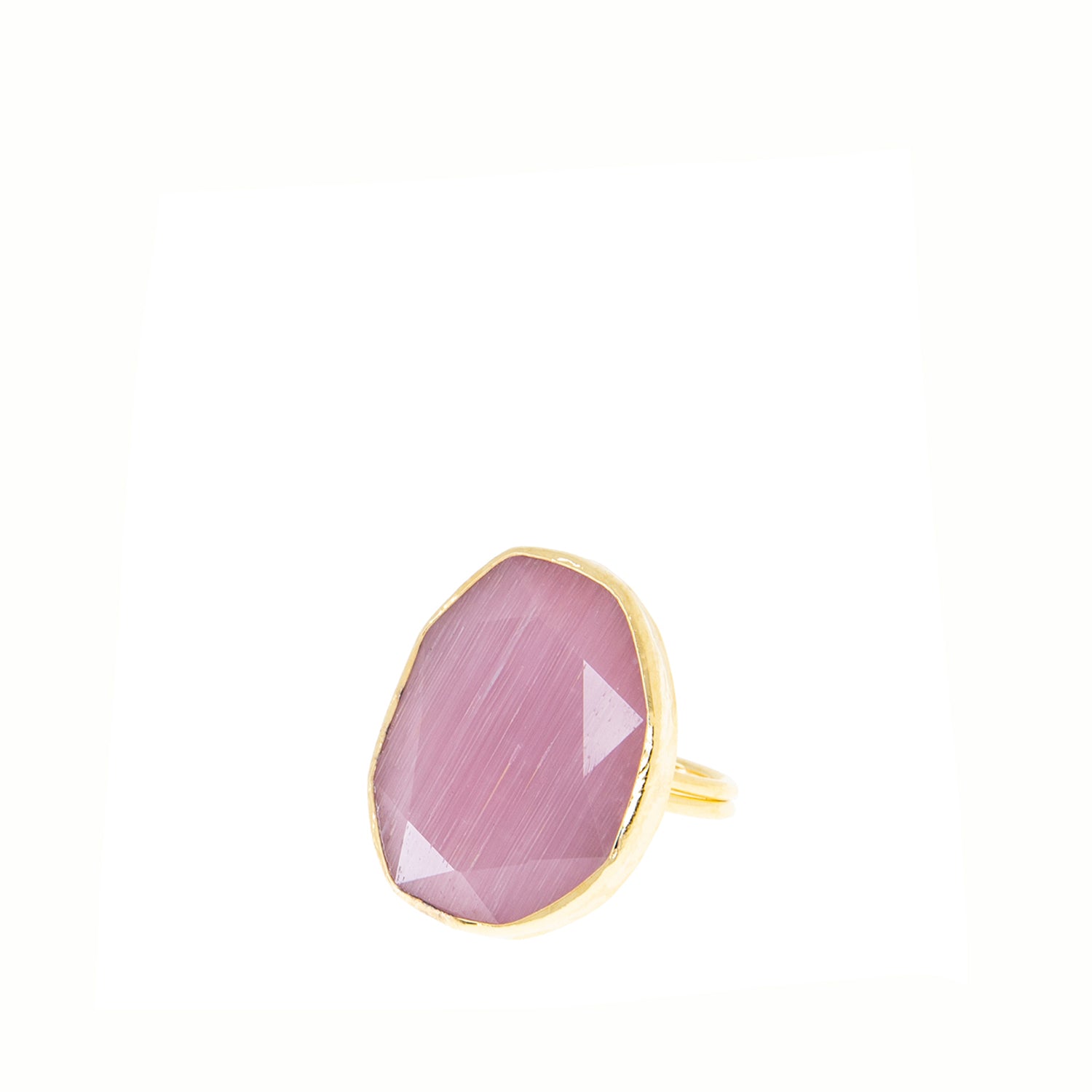 gold plated cat-eye glass adjustable ring