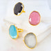 gold plated cat-eye glass adjustable ring